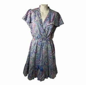 Lauren Ralph Lauren Black Label Paisley Print Dress Ruffle 6 Boho Kentucky Derby